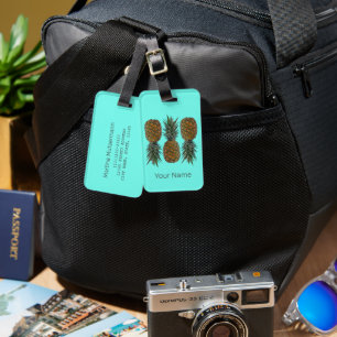 Pineapple Retro Vegan and Vegetarian Vintage Fruit Luggage Tag