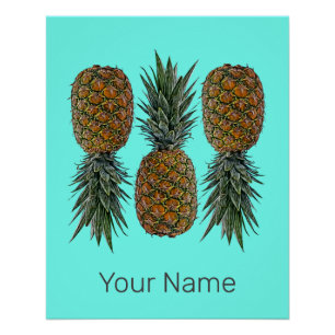 Pineapple Retro Vegan and Vegetarian Vintage Fruit Poster