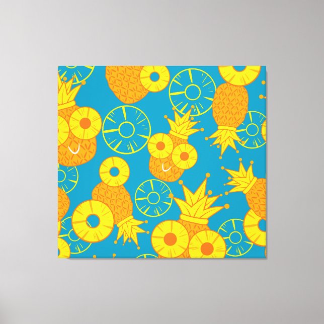 Pineapple Rings: Doodle Cartoon Vintage. Canvas Print (Front)