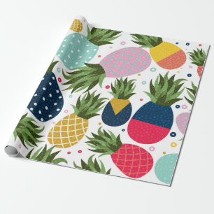 Pineapple seamless pattern illustration, colorful  wrapping paper