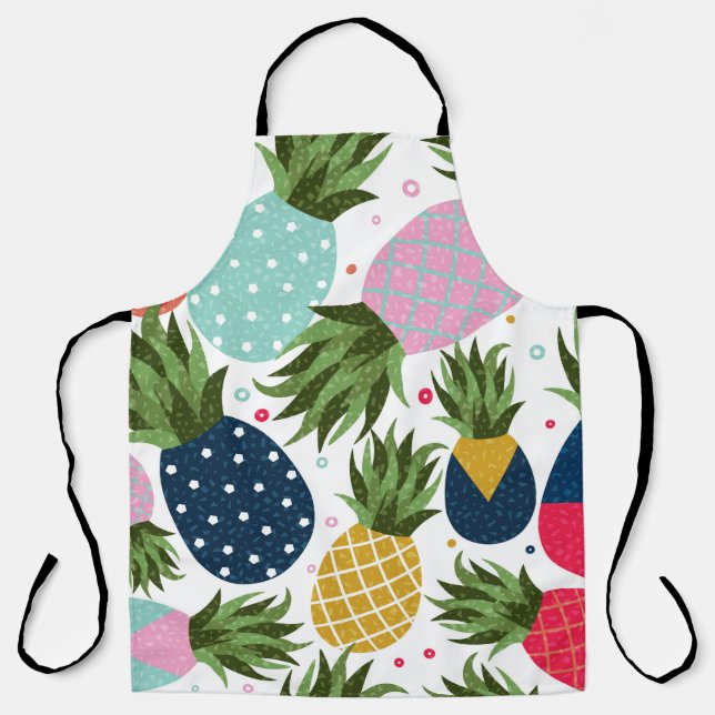 Pineapple seamless pattern illustration, colourful apron (Front)