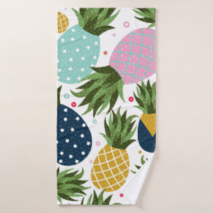 Pineapple seamless pattern illustration, colourful bath towel