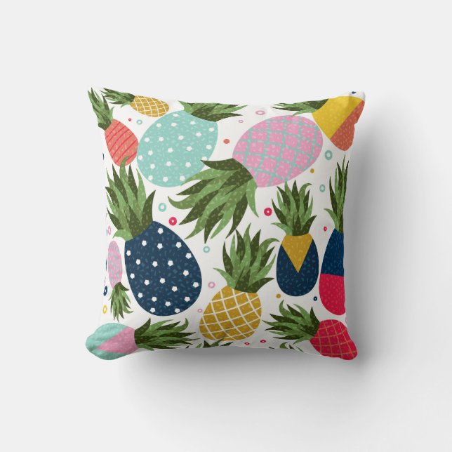 Pineapple seamless pattern illustration, colourful cushion (Front)