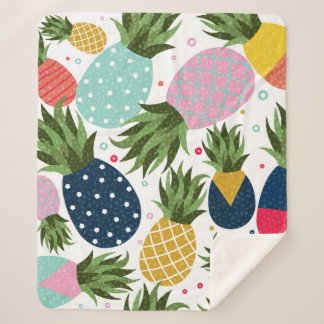 Pineapple seamless pattern illustration, colourful sherpa blanket