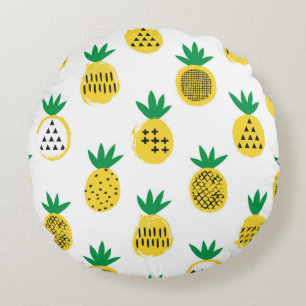 Pineapple seamless pattern. Kid design.  Round Cushion