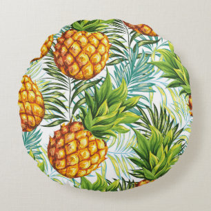 Pineapple. Seamless pattern. Vintage floral patter Round Cushion