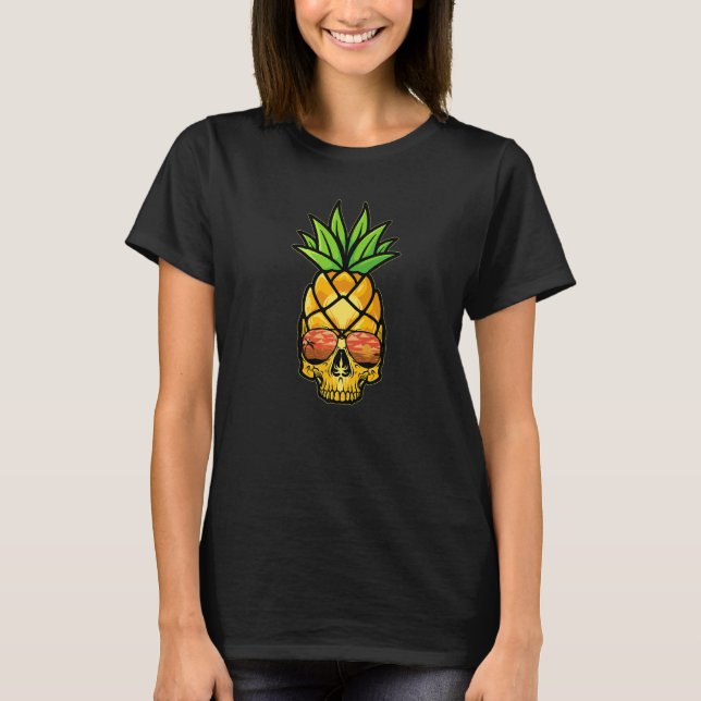 Pineapple Skull  Aloha Beaches Hawaiian Hawaii T-Shirt (Front)