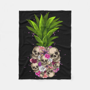 Pineapple Skull Funny Aloha Beaches Hawaiian Hawai Fleece Blanket