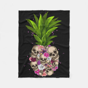 Pineapple Skull Funny Aloha Beaches Hawaiian Hawai Fleece Blanket