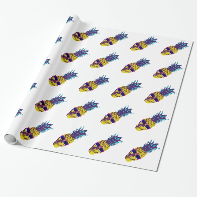 Pineapple Skull Wrapping Paper (Unrolled)