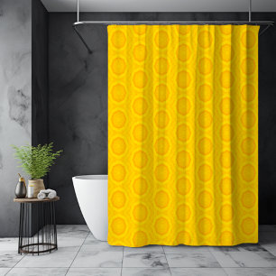 Pineapple Slice Bright Yellow Fruit Pattern Shower Curtain
