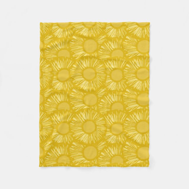 Pineapple Slices Yellow Tropical Fruit Hawaii Fleece Blanket (Front)