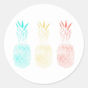 Pineapple Stickers, Tropical Gift, Pineapple Art Classic Round Sticker