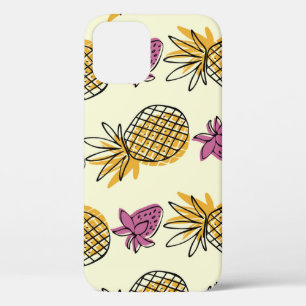 Pineapple, strawberry vintage textile design. iPhone 12 case