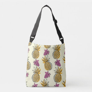 Pineapple, strawberry vintage textile design. crossbody bag