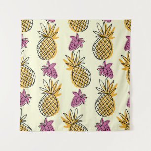 Pineapple, strawberry vintage textile design. tapestry