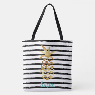 Pineapple & Stripes Tote - Customize with Name