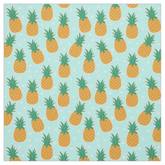 Pineapple Summer Aqua Polka Dot Fabric