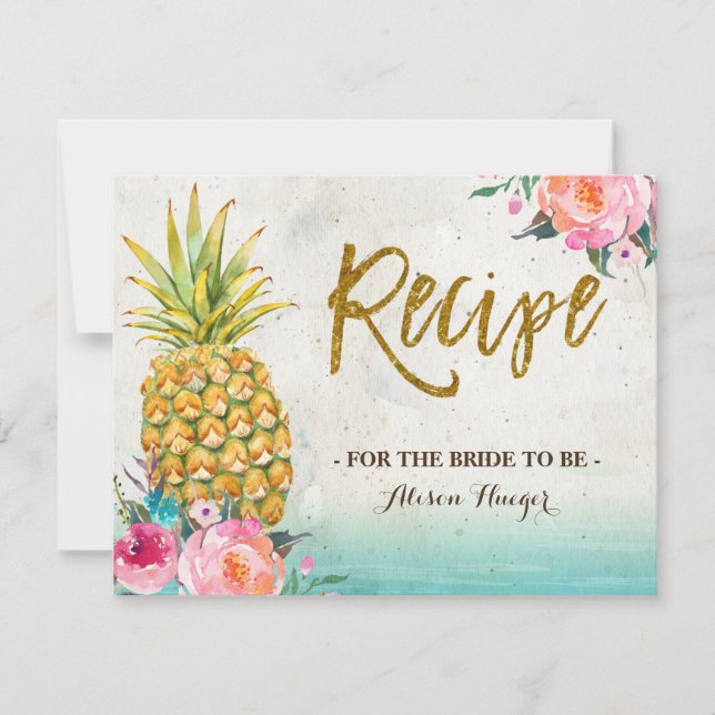 Pineapple Summer Tropical Beach Recipe Card (Front)