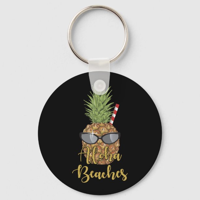 Pineapple Sunglasses Aloha Beaches Hawaiian Hawaii Key Ring (Front)