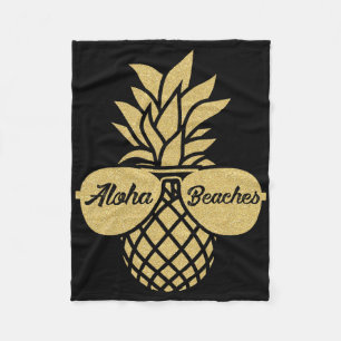 Pineapple Sungles T Shirt Aloha Beaches Hawaiian H Fleece Blanket