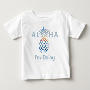 Pineapple Sunset and Blue Ocean Waves Aloha Custom Baby T-Shirt