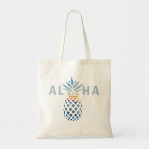Pineapple Sunset and Blue Ocean Waves Aloha Tote Bag