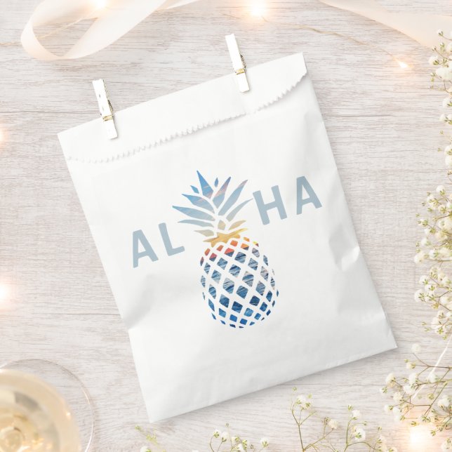 Pineapple Sunset and Blue Ocean Waves Favour Bags (Clipped)