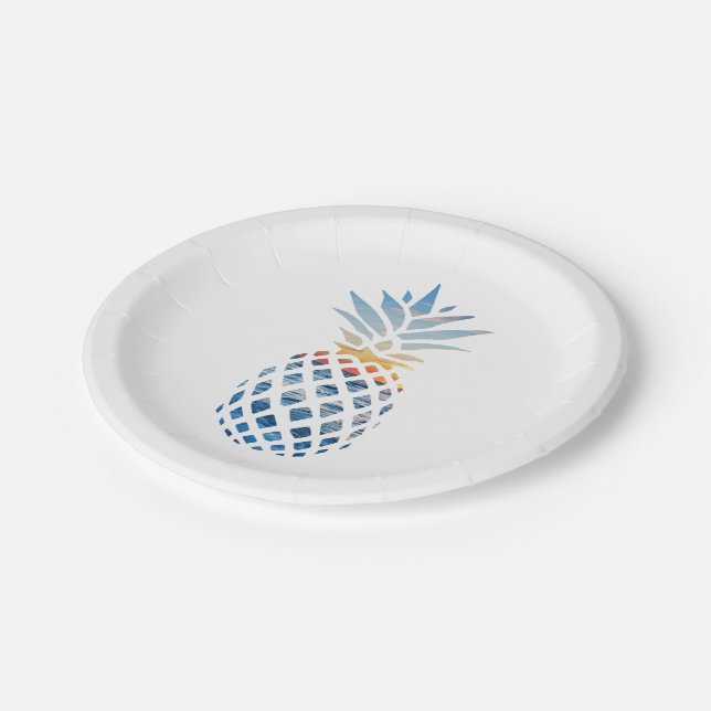 Pineapple Sunset Tropical Beach and Calm Ocean Paper Plate (Angled)