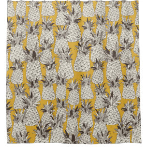 pineapple sunshine yellow shower curtain