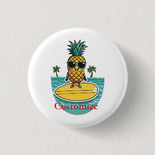 Pineapple Surfer Rides A Wave Thunder_Cove  3 Cm Round Badge