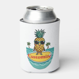 Pineapple Surfer Rides A Wave Thunder_Cove  Can Cooler