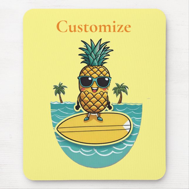 Pineapple Surfer Rides A Wave Thunder_Cove  Mouse Pad (Front)