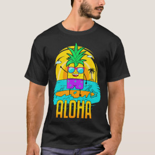 Pineapple Surfing Aloha Beach Hawaiian Kids Funny  T-Shirt