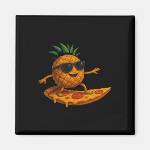 Pineapple Surfing Pizza Slice Funny Summer Tropica Magnet