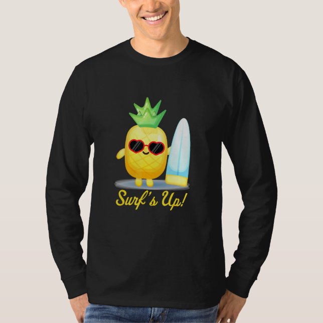 Pineapple - Surfs Up - Summer Beach T-Shirt (Front)