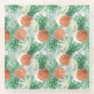 Pineapple, sweet couple, fruit glass coaster