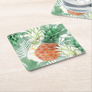 Pineapple, sweet couple, fruit square paper coaste coaster