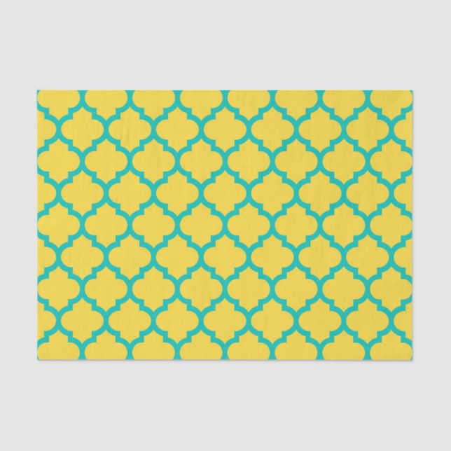 Pineapple Teal Moroccan Quatrefoil Pattern #5 Tissue Paper (Front)