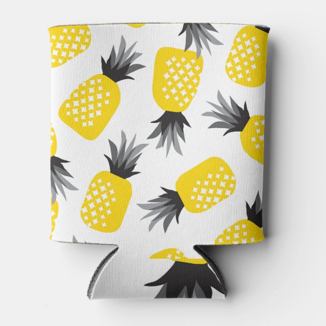 Pineapple Texture, Vintage Summer Pattern. Can Cooler (Front)