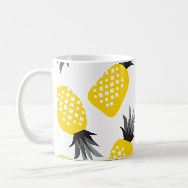 Pineapple Texture, Vintage Summer Pattern. Coffee Mug (Left)