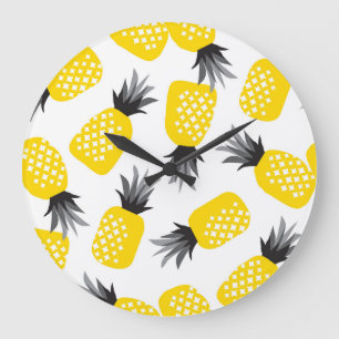 Pineapple Texture, Vintage Summer Pattern. Large Clock