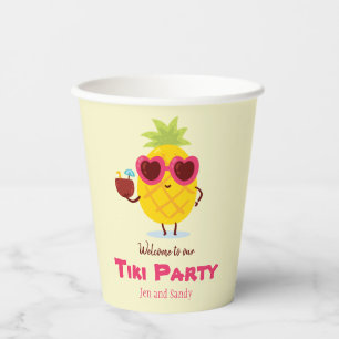 Pineapple Tiki Party Yellow Paper Cups