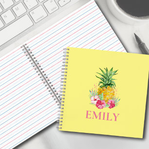 Pineapple Tropical Aloha Hawaii Personalized Name Notebook
