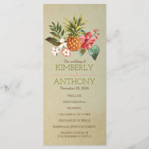 pineapple tropical beach wedding programs programme