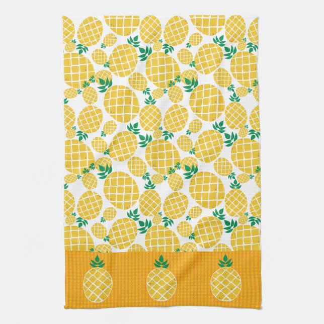 Pineapple Tropical Citrus Island Summer Fruit Tea Towel (Vertical)