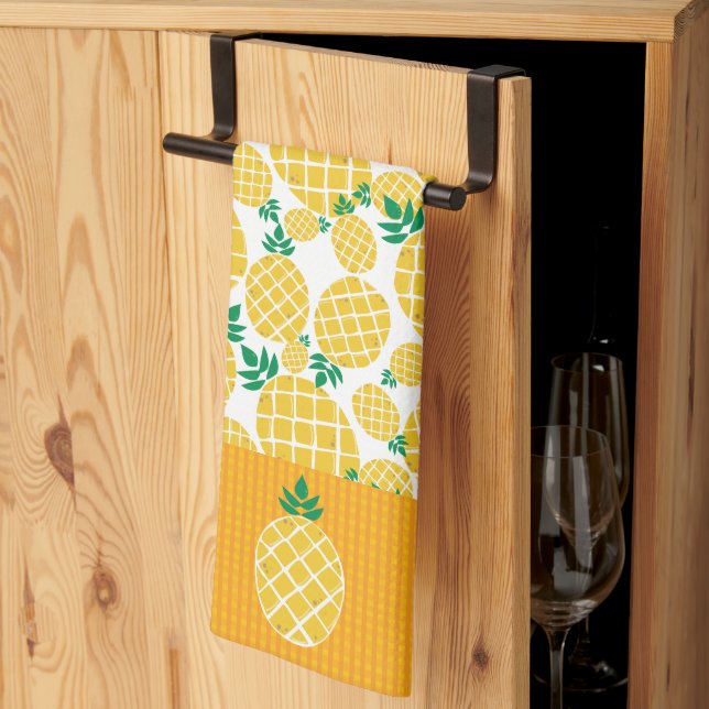 Pineapple Tropical Citrus Island Summer Fruit Tea Towel (Thirds Fold)