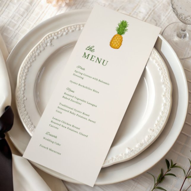 Pineapple Tropical Coastal Wedding Dinner Menu (Creator Uploaded)