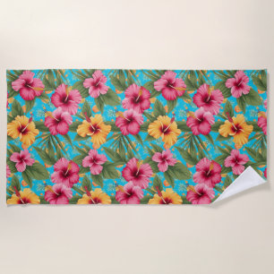 Pineapple tropical floral beach towel