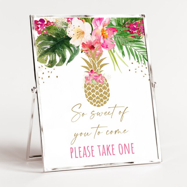 Pineapple Tropical Floral Birthday Favour Sign (Creator Uploaded)